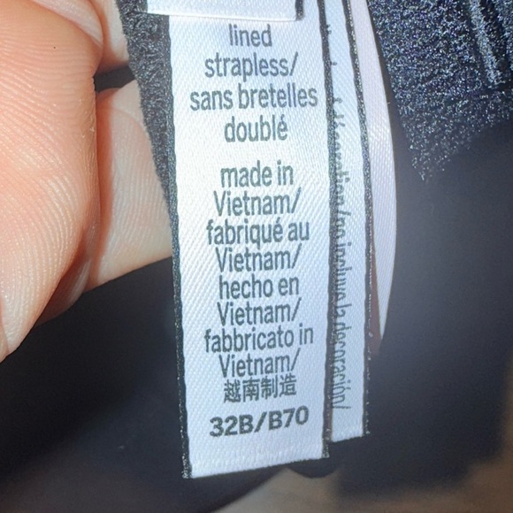 VICTORIAS SECRET Lined Strapless Bra Padding Black 32B - Picture 4 of 4